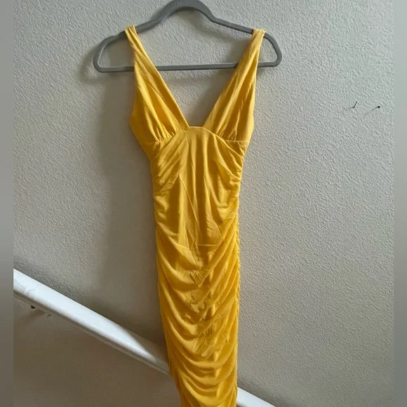 knee length dresses for ladies Aireen Low-Back A-Line Midaxi Dress in Pastel Yellow main image 0